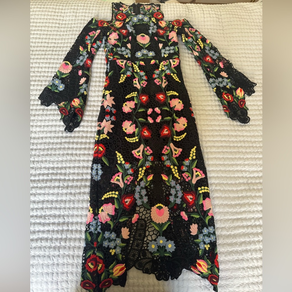 Rare Thurley Floral black midi dress